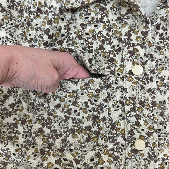 Solitaire Floral Print Allover Eyelets Snap Front Crop Jacket XL Dolman Sleeves - Picture 4 of 14